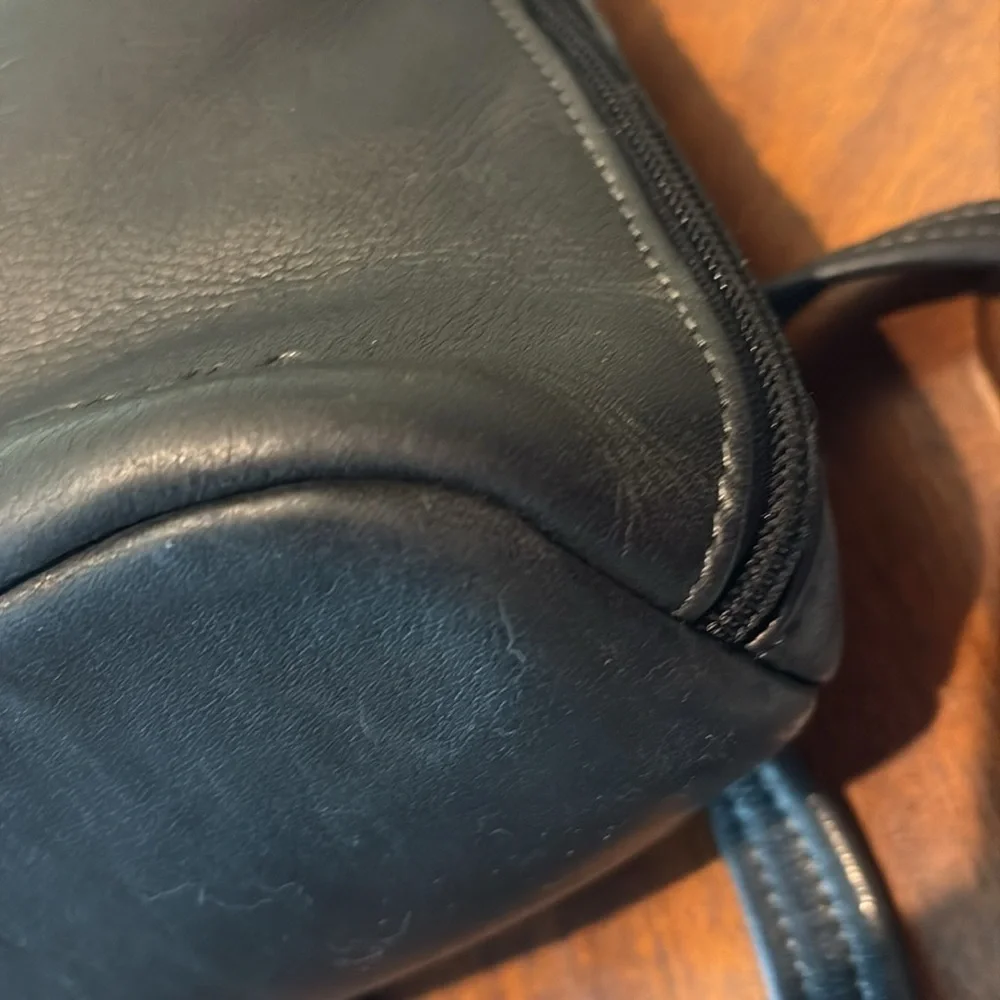 Tignanello backpack  mini backpack leather  black  2 exterior zipper pockets EUC